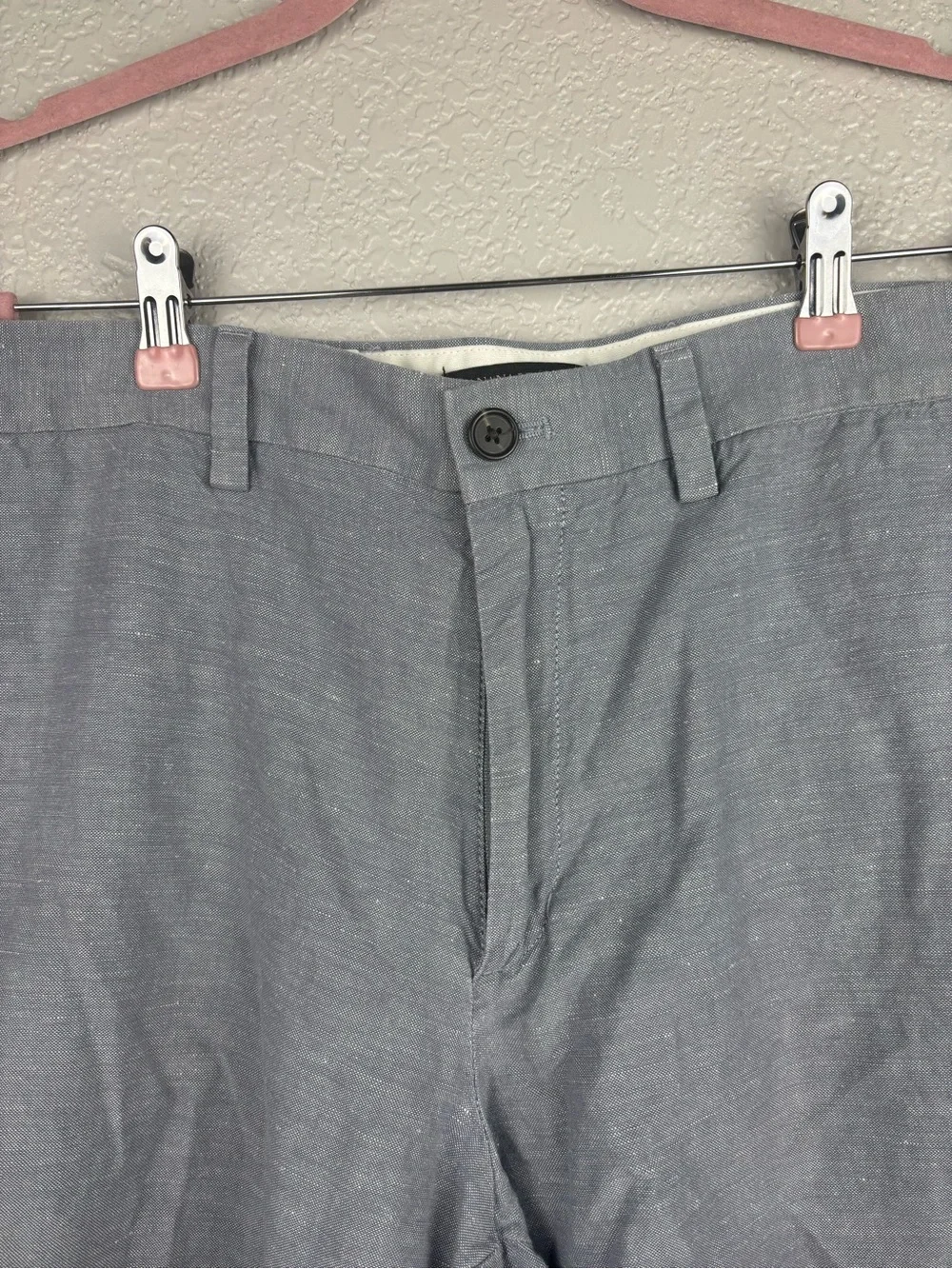 Banana Republic Emerson Short Men's 34 Light Blue Chambray Linen Cotton Chino